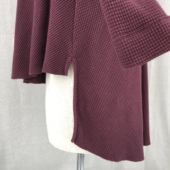 Free People Maroon Open Back Lace Waffle Top Medium - Picture 8 of 10